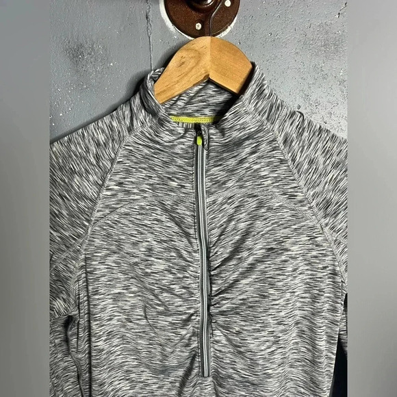 Athleta Mendoza 1/2 Zip Running Shirt Thumb Holes Space Dye Gray/Blue Sz XSmall - Picture 3 of 7